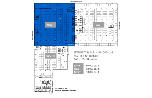 Atlanta Convention Center Americasmart Atlanta Building 1 Floor 2 Offers A Fully Carpeted 96 000 Square Foot Exhibit Hall Divisible Into 3 Sections The Is Directly